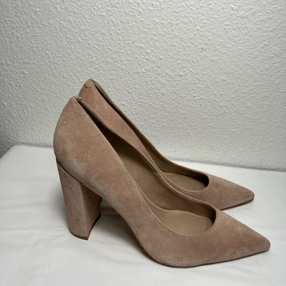 Marc Fisher suede pointed‎ toe pumps heels chunky heel leather business work 10 - Picture 1 of 8